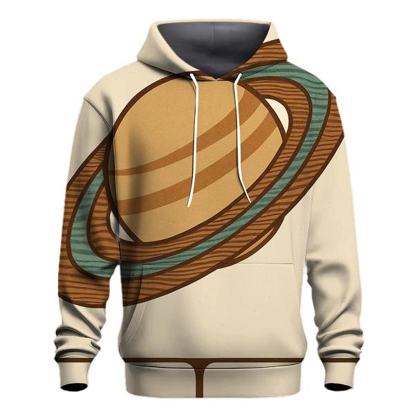 Woodgrain Planet Rings Poster heavyweight hoodies