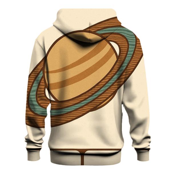 Woodgrain Planet Rings Poster heavyweight hoodies