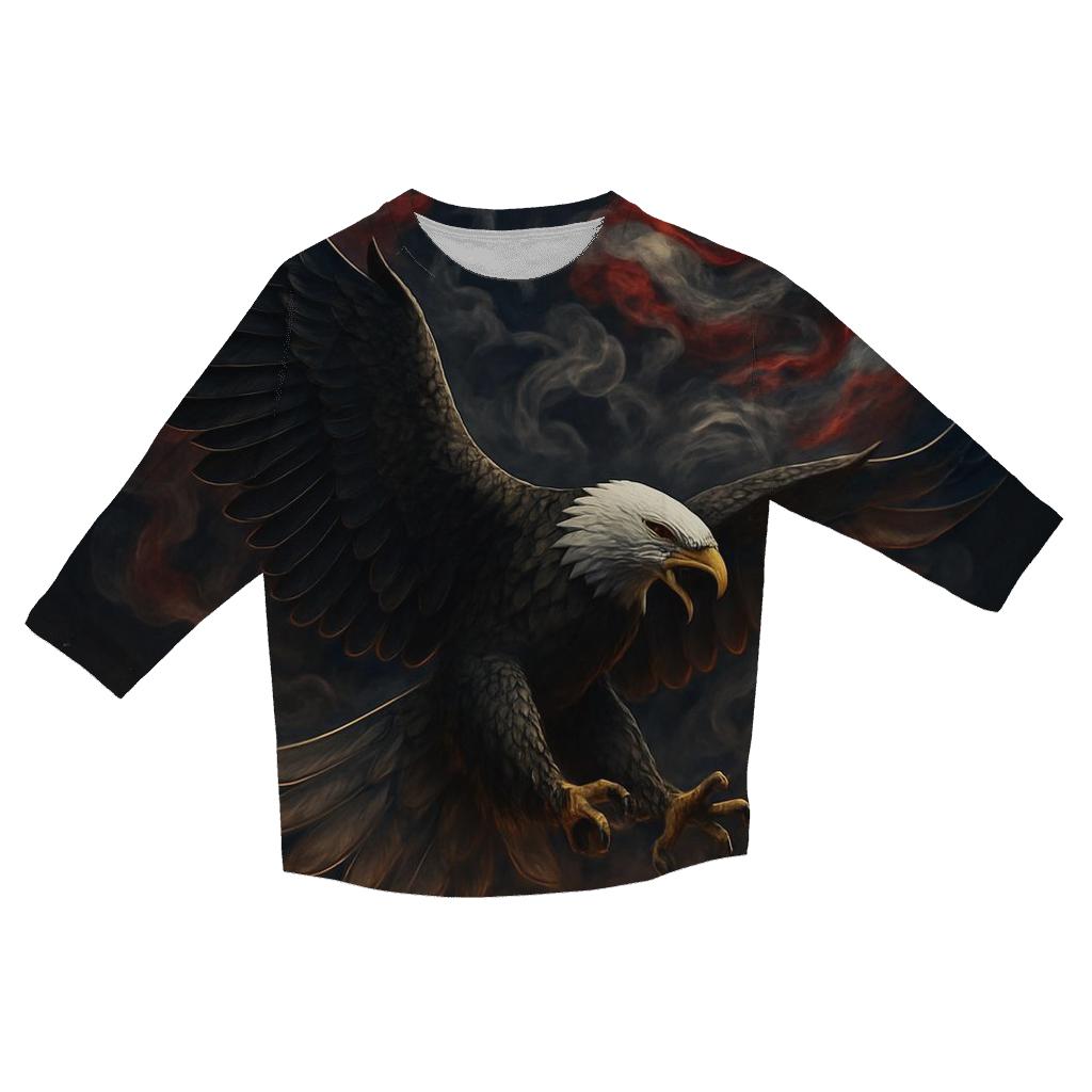 Eagle Over Emberlit Stars And Stripes casual three quarter sleeve shirts