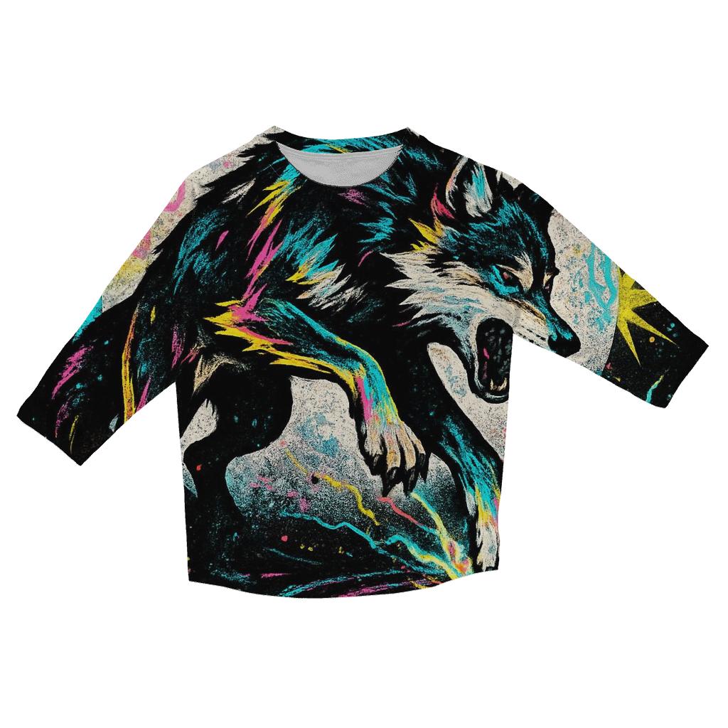 Graffiti Moon Drummer Wolf casual three quarter sleeve shirts