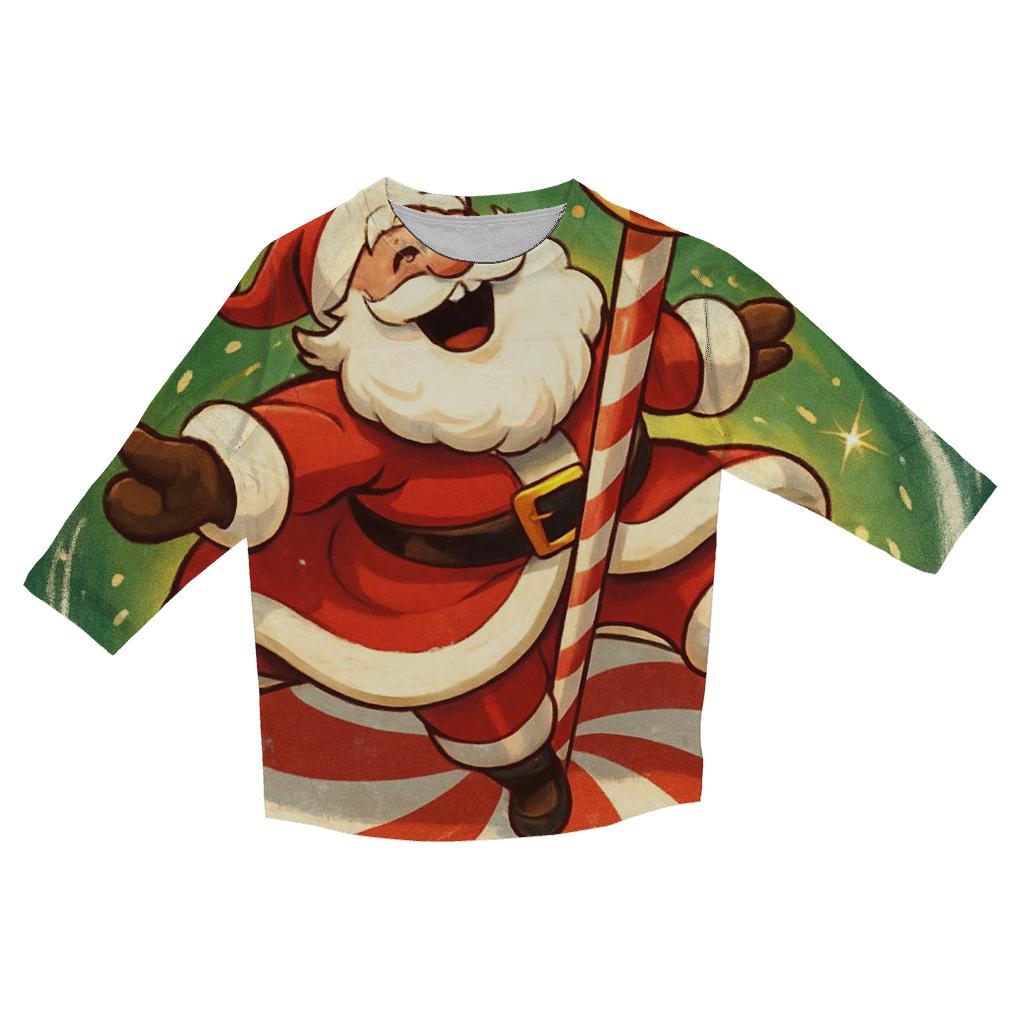 Candy Cane Carousel Santa Whirl fashion 3/4 sleeve shirts