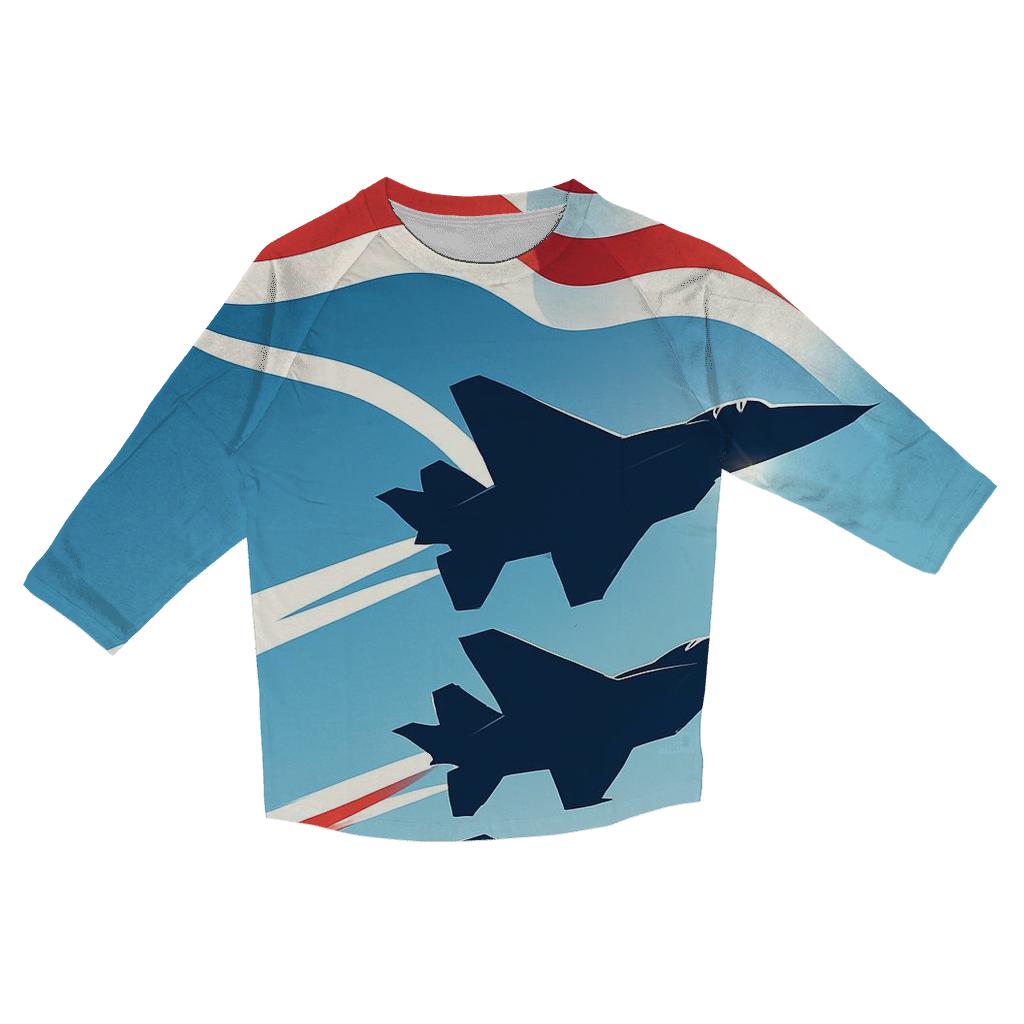 Aircraft Trail Flag In High Altitude Silence printed three quarter sleeve shirts