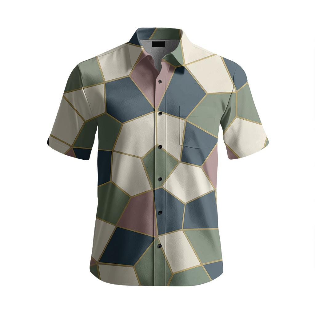 Galactic Kintsugi Geometric Mosaic branded embroidered shirts