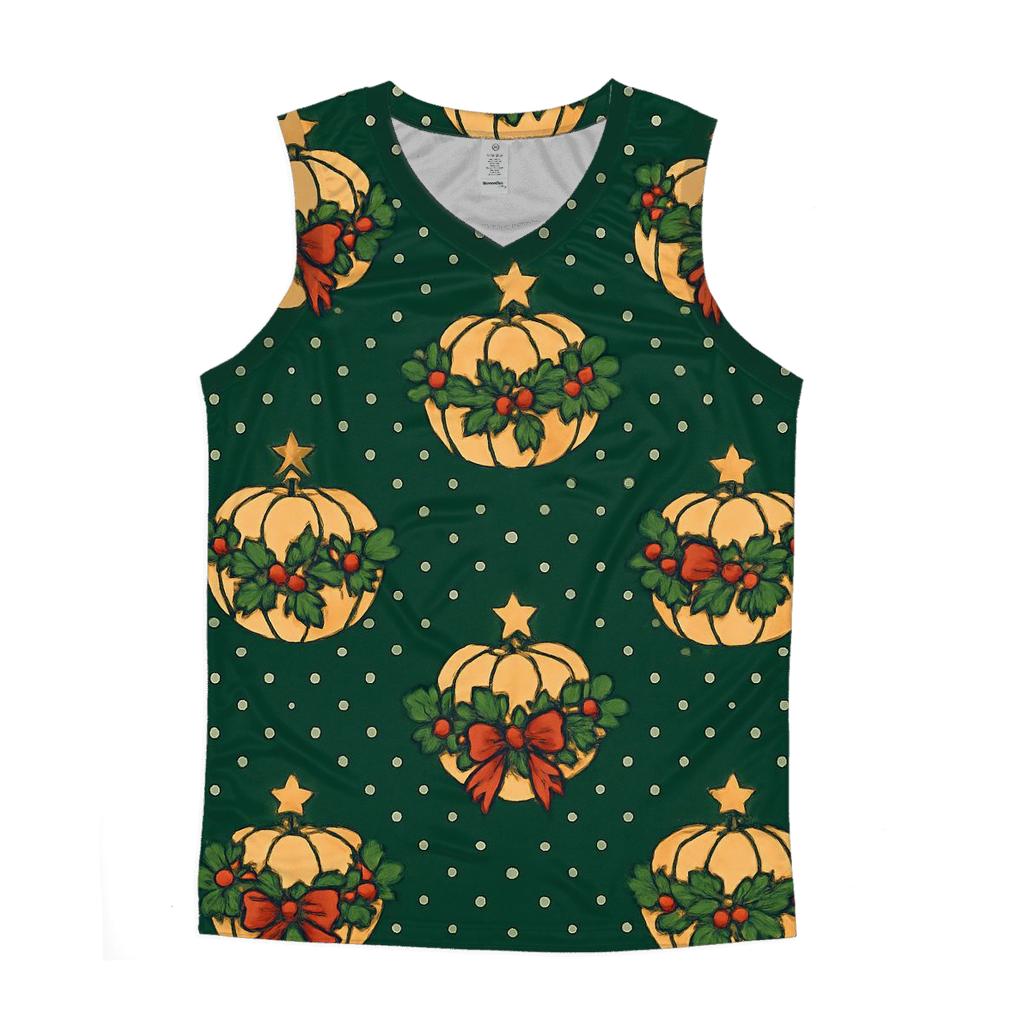 Holly Wrapped Pumpkins Diamond Tile On Midnight Green Background designer workout tanks