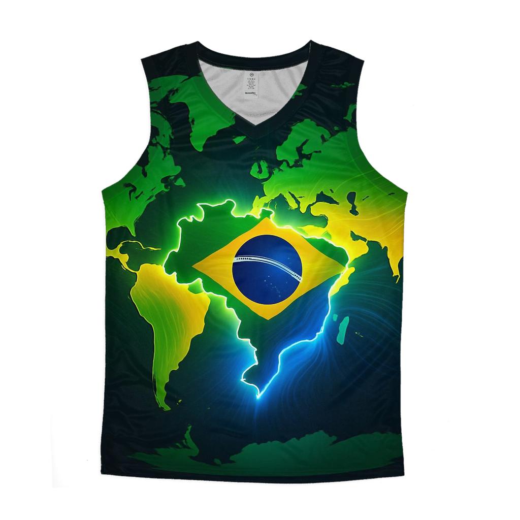 Map Gradient Flag Of Brazil graphic print tank tops