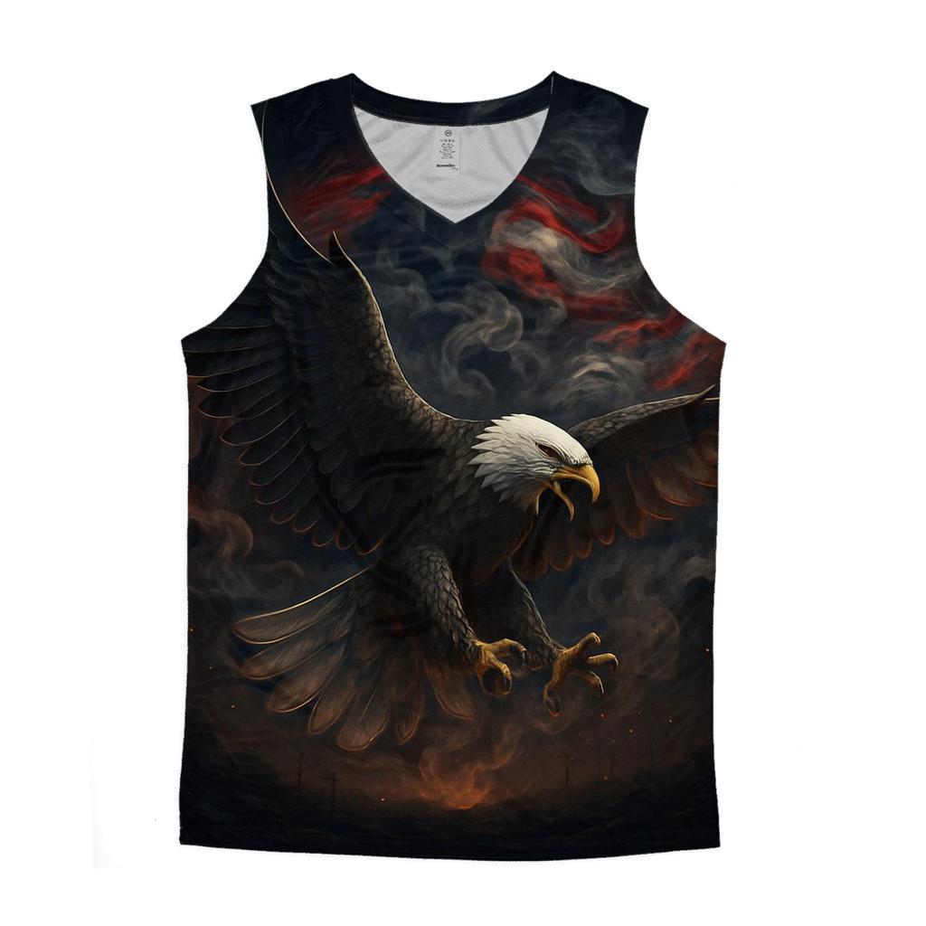 Eagle Over Emberlit Stars And Stripes cotton sleeveless tops