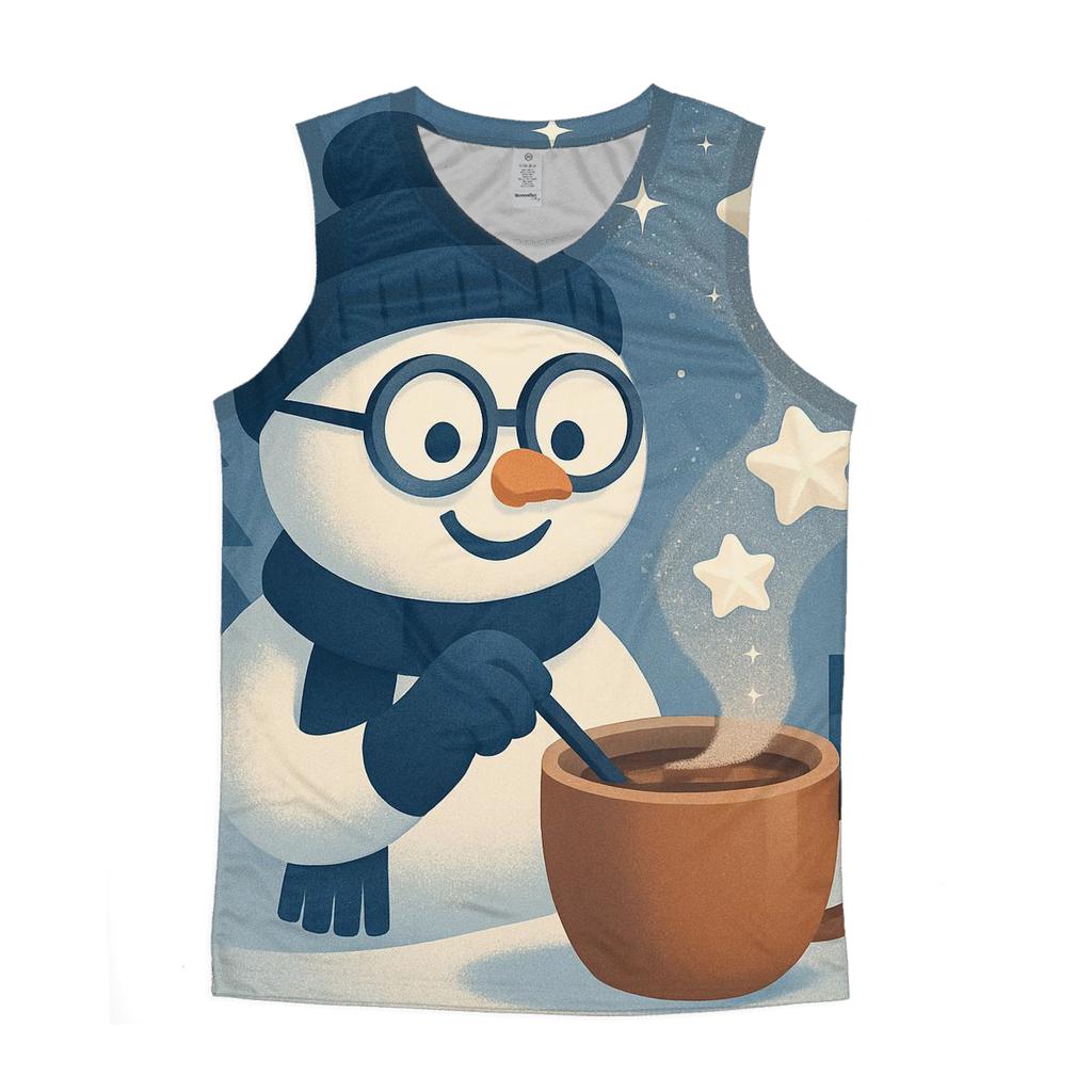 Snowman Scientist Brewing Cocoa Constellations stylish racerback tanks
