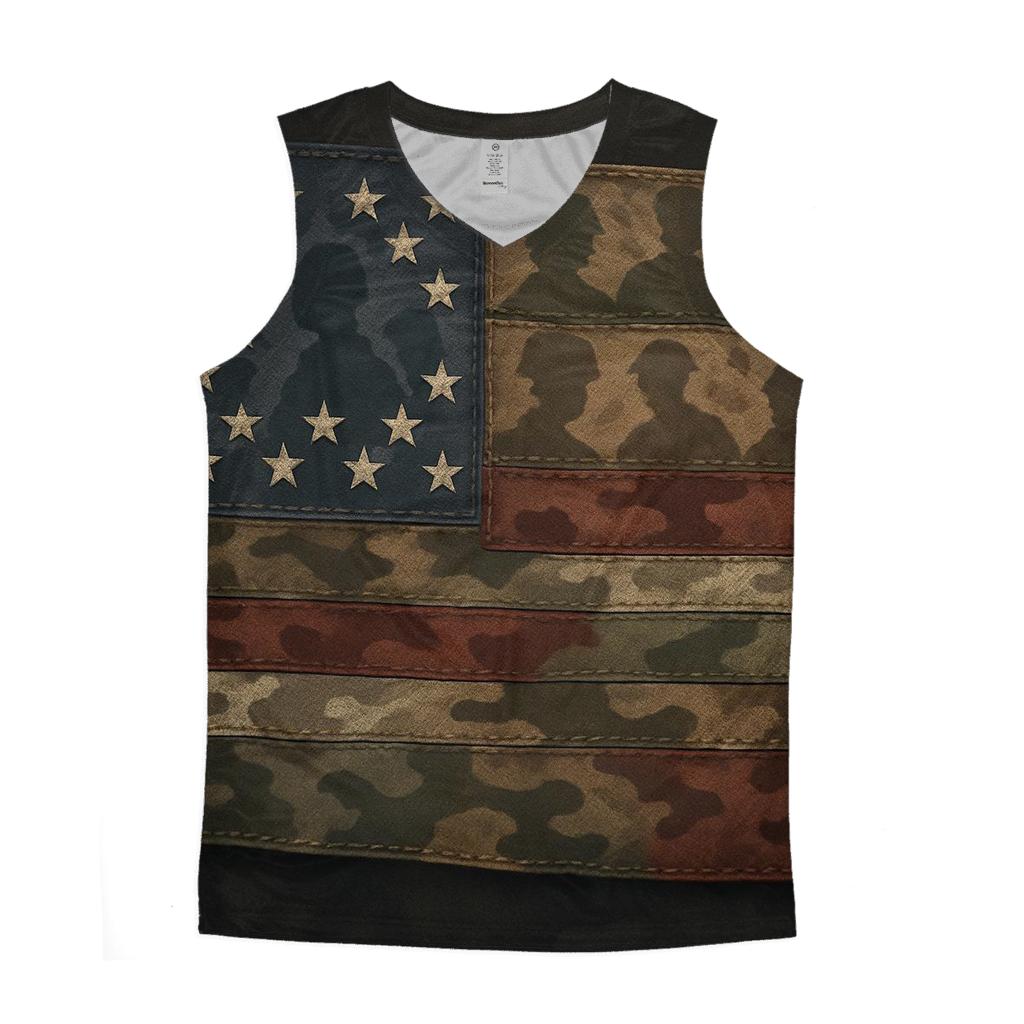 Camouflage Flag Mosaic Of Service sports performance tank tops