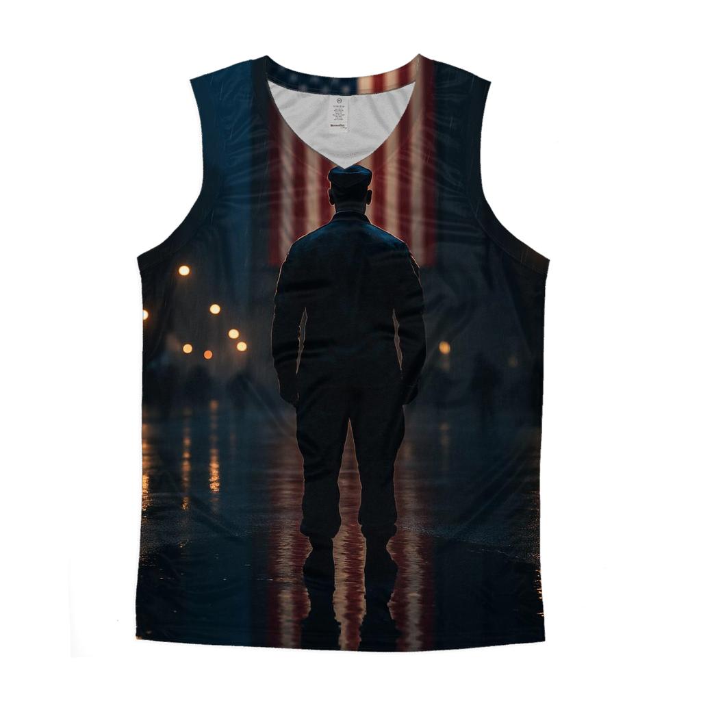 Rain Soaked City Tribute Flag Reflection sports performance tank tops