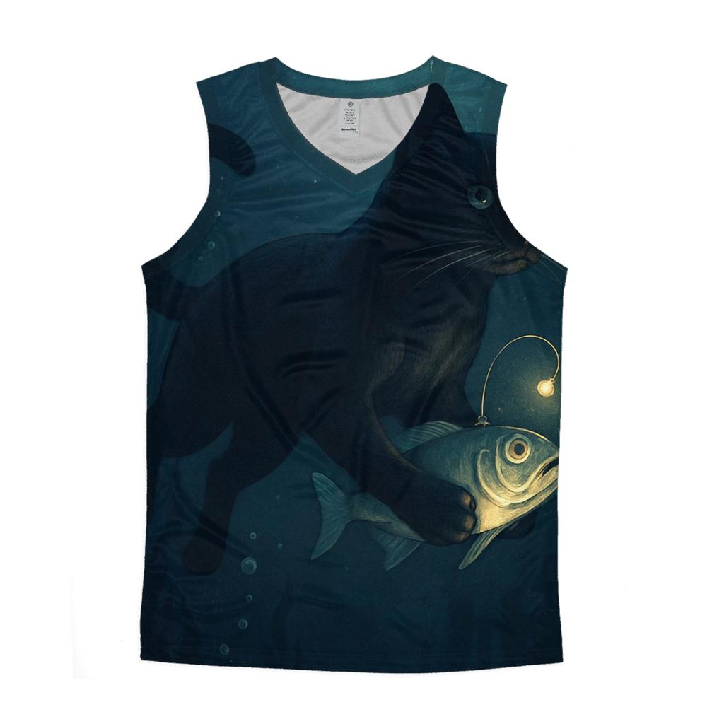 Deep Sea Lantern Cat sports performance tank tops