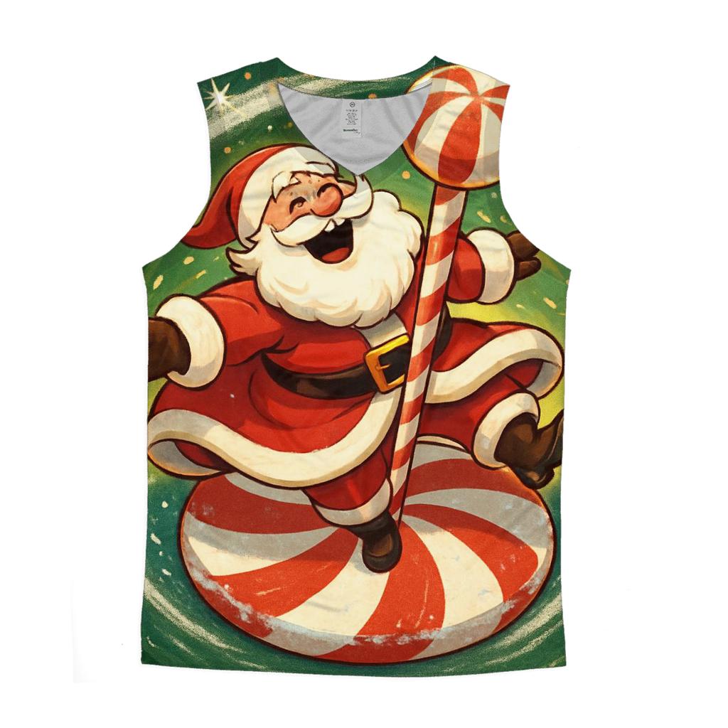 Candy Cane Carousel Santa Whirl trendy fitted tank tops