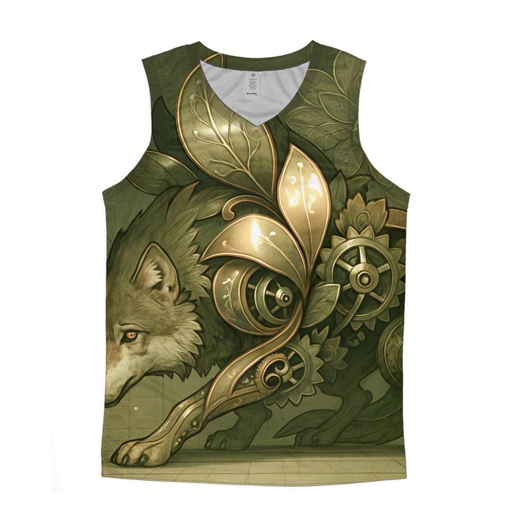 Mechanical Garden Wolf cotton sleeveless tops