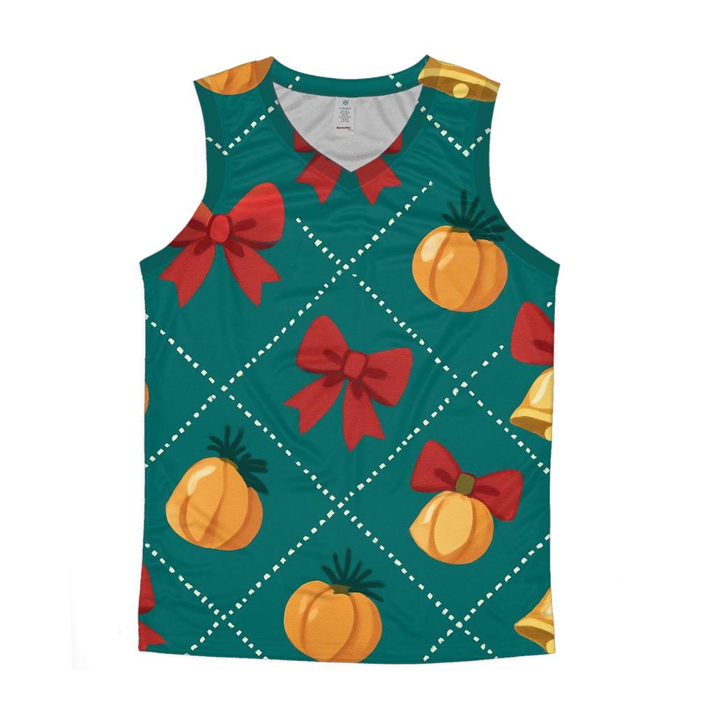 Bell And Bow Pumpkin Diagonal Chevron On Teal Background sports performance tank tops