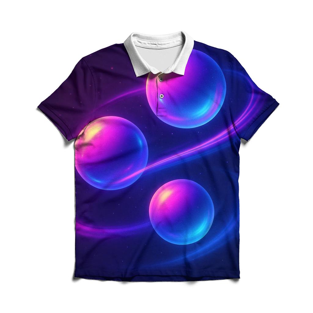 Neon Meridian Orbs personalized polo shirts