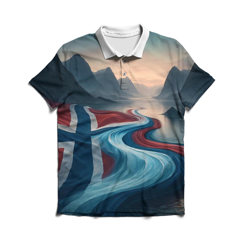 Aurora Fjord Flag Of Norway custom polo shirts