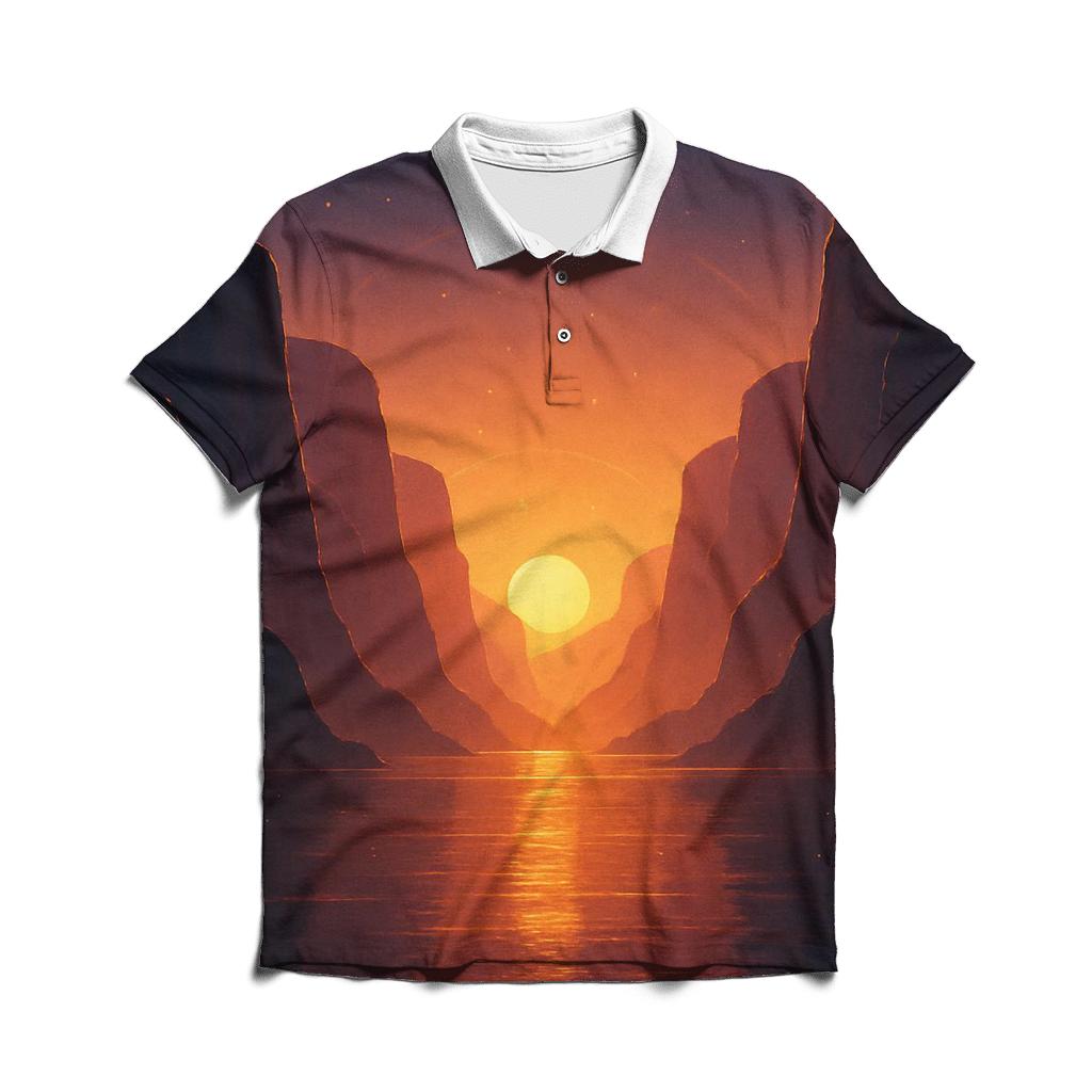 Ember Glass Fjord Sunset branded logo polo shirts