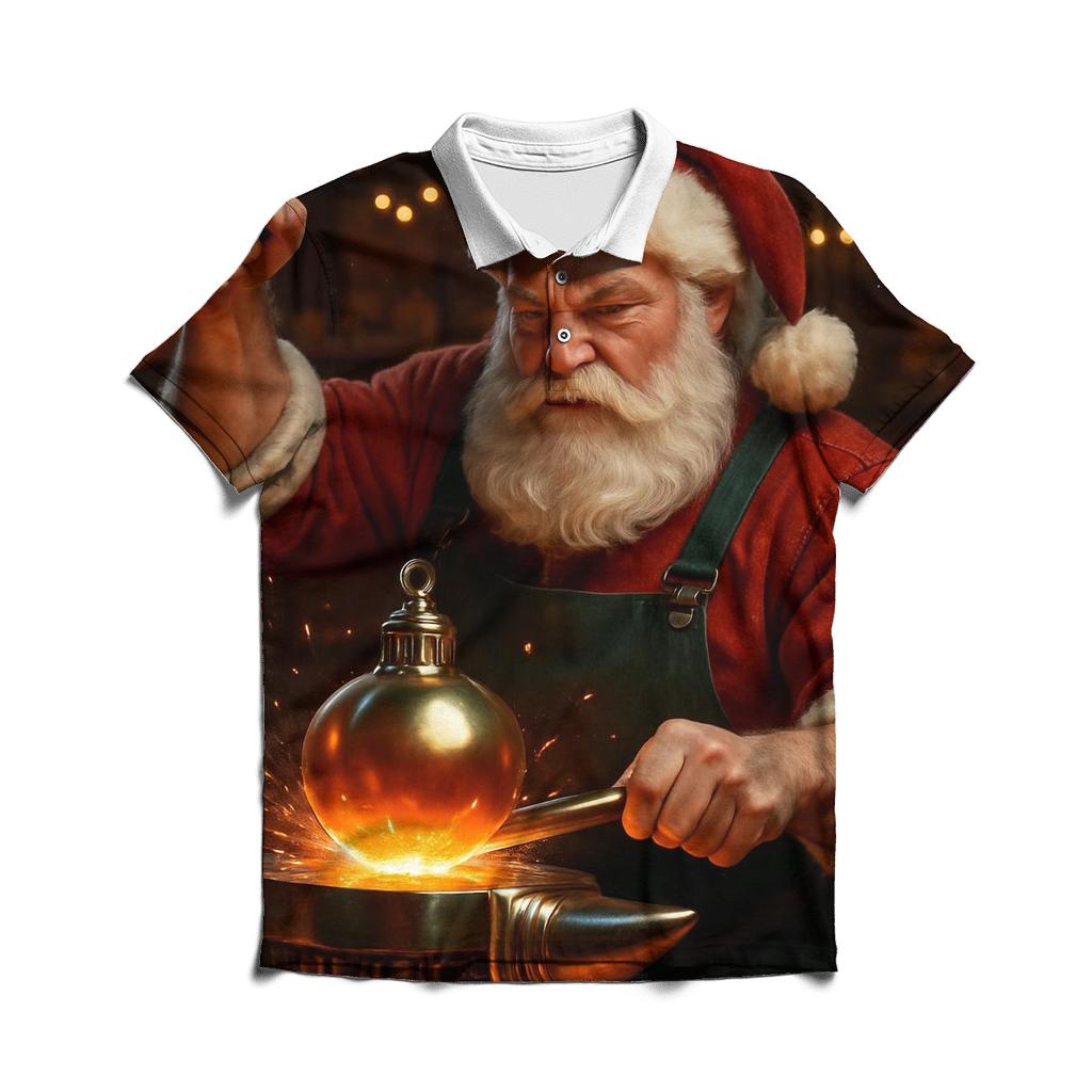 North Pole Workshop Gearsmith Santa embroidered polo tops