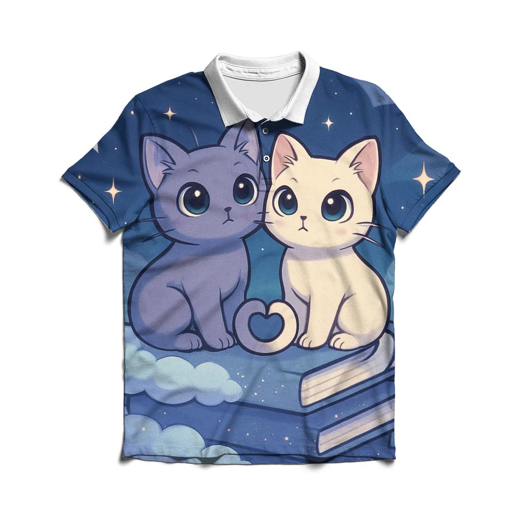 Cloud Library Stargazer Cats branded logo polo shirts