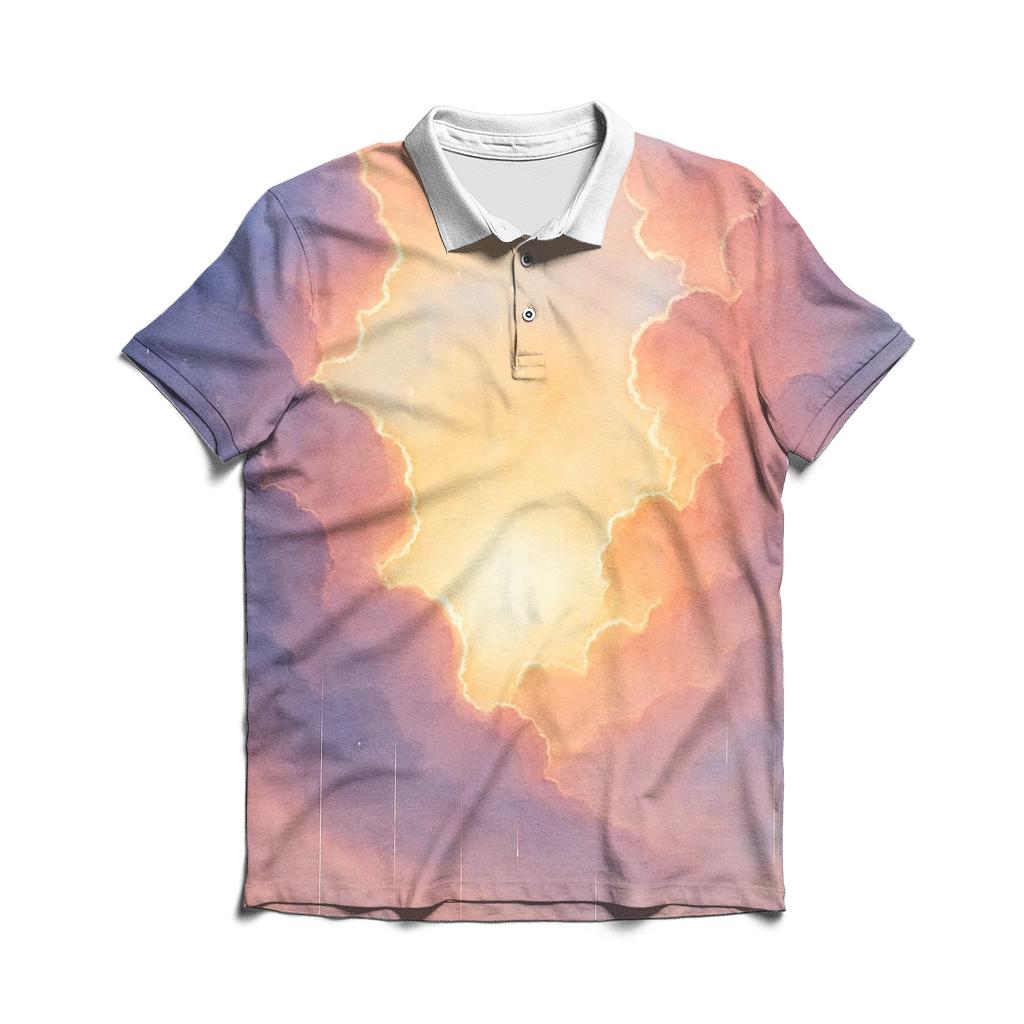 Lavender Raincloud Sundown Halo custom polo shirts