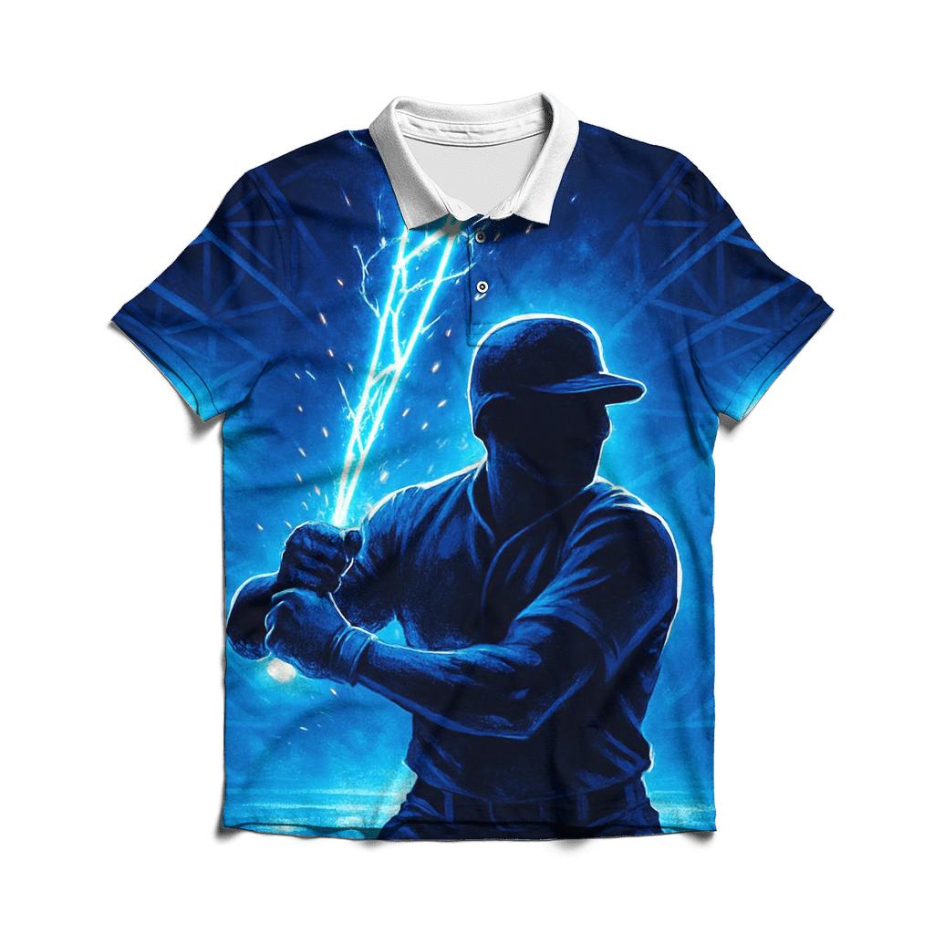Blue Lightning Bat Forge branded logo polo shirts