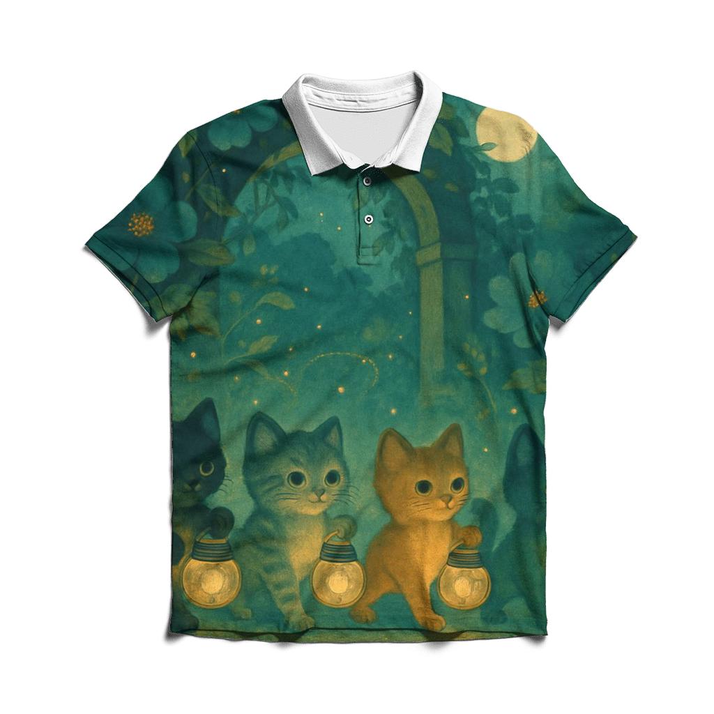 Garden Gate Firefly Parade Cats personalized polo shirts