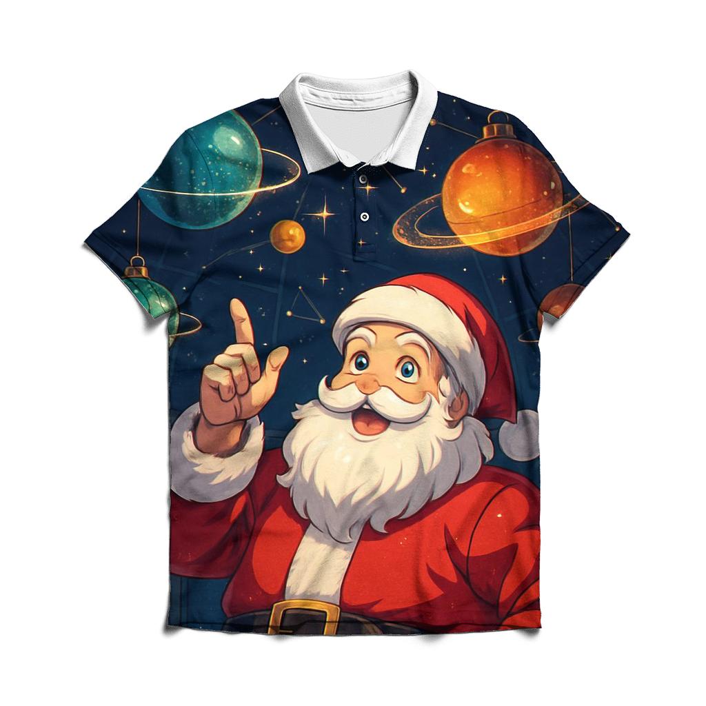 Ornament Planetarium Santa Stargazer premium cotton polo shirts