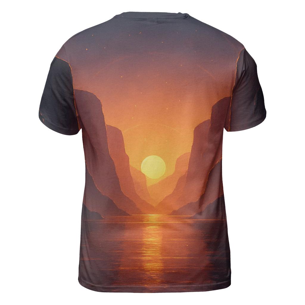 Ember Glass Fjord Sunset vibrant all-over design tees