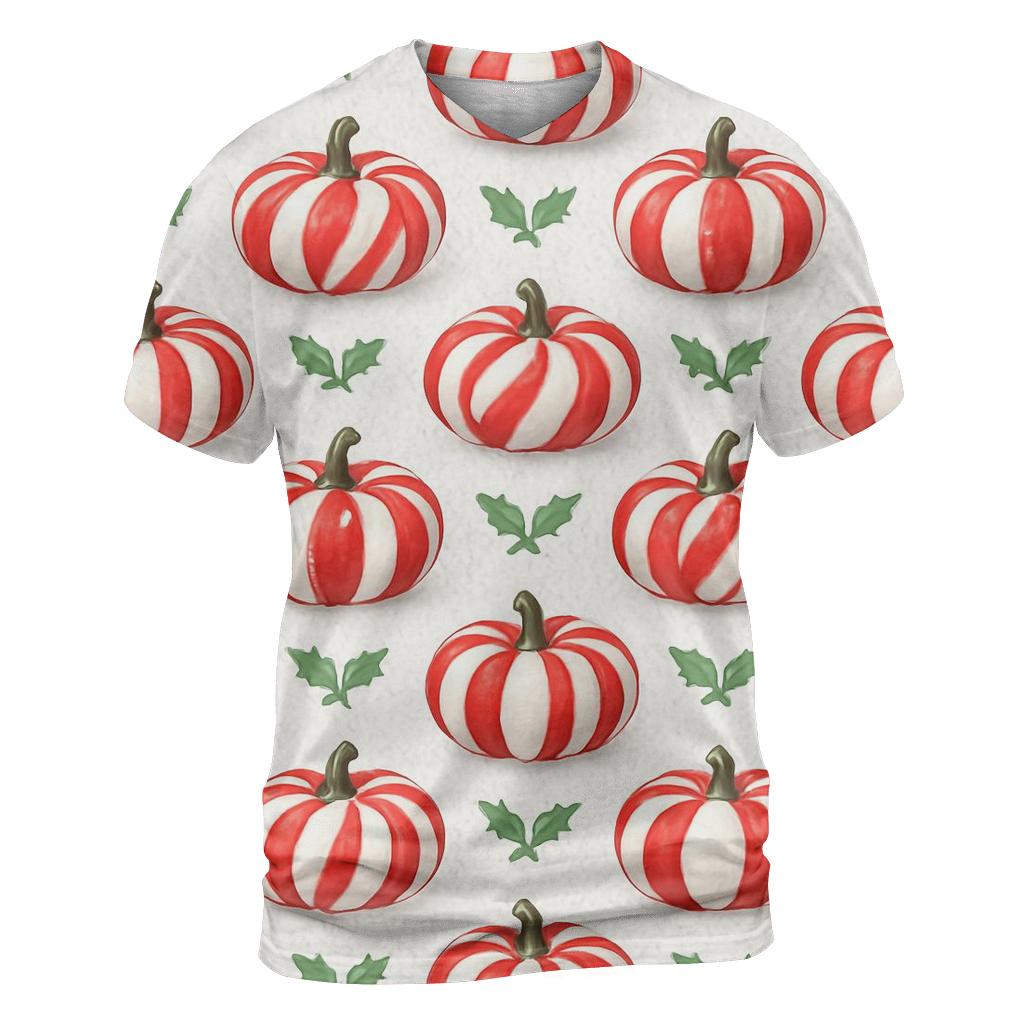 Candy Cane Pumpkin Stripe Repeat On White Background unique graphic print tees