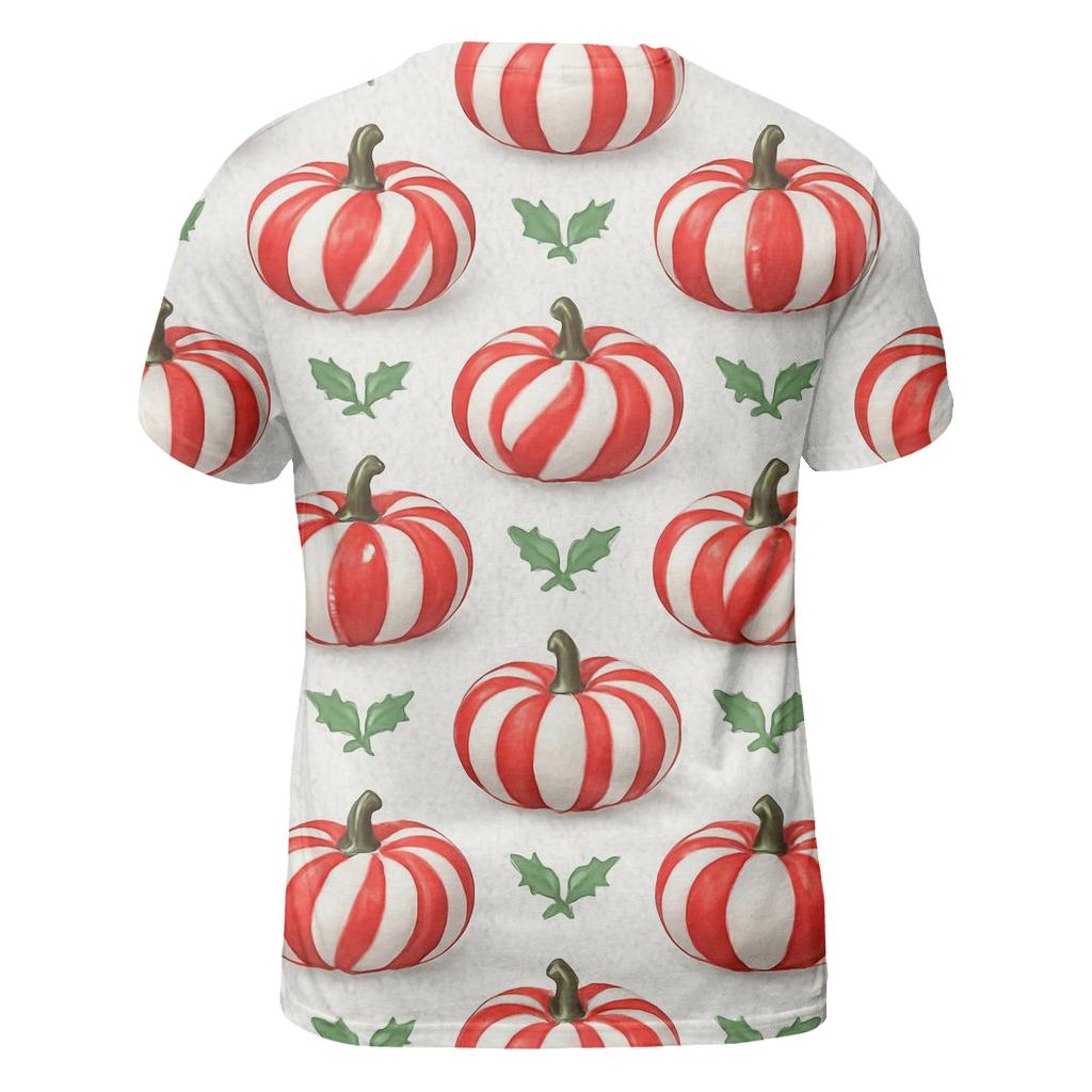 Candy Cane Pumpkin Stripe Repeat On White Background unique graphic print tees