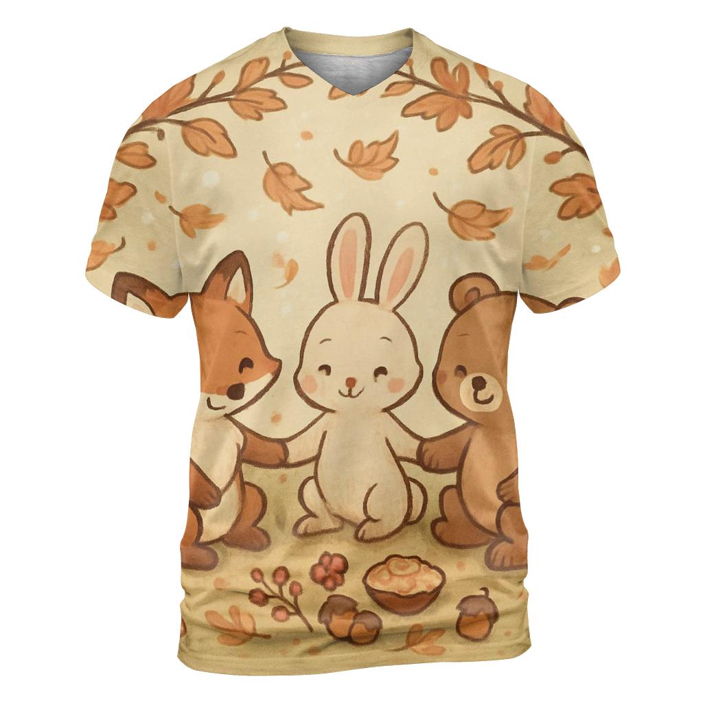 Woodland Friends Gratitude Circle statement graphic shirts