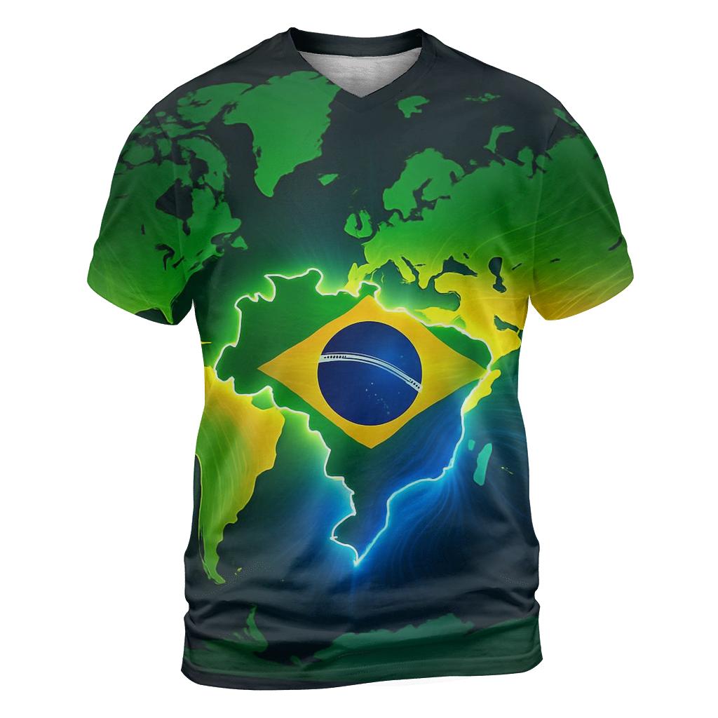 Map Gradient Flag Of Brazil unique graphic print tees