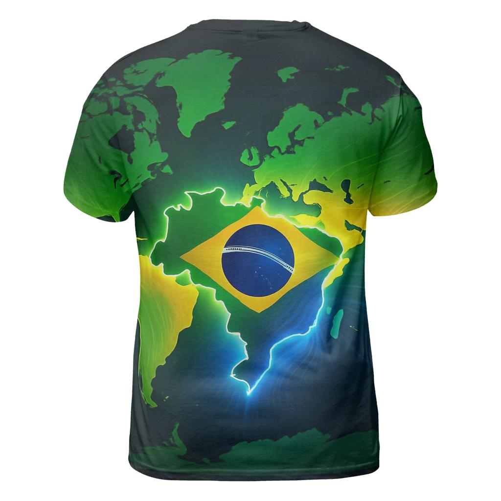 Map Gradient Flag Of Brazil unique graphic print tees