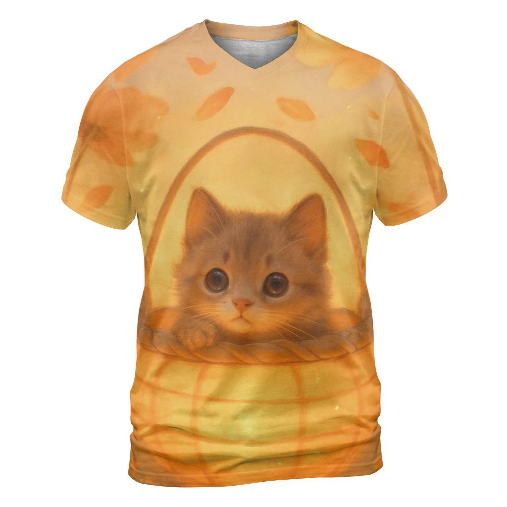 Sunrise Lantern Basket Kitten vibrant all-over design tees