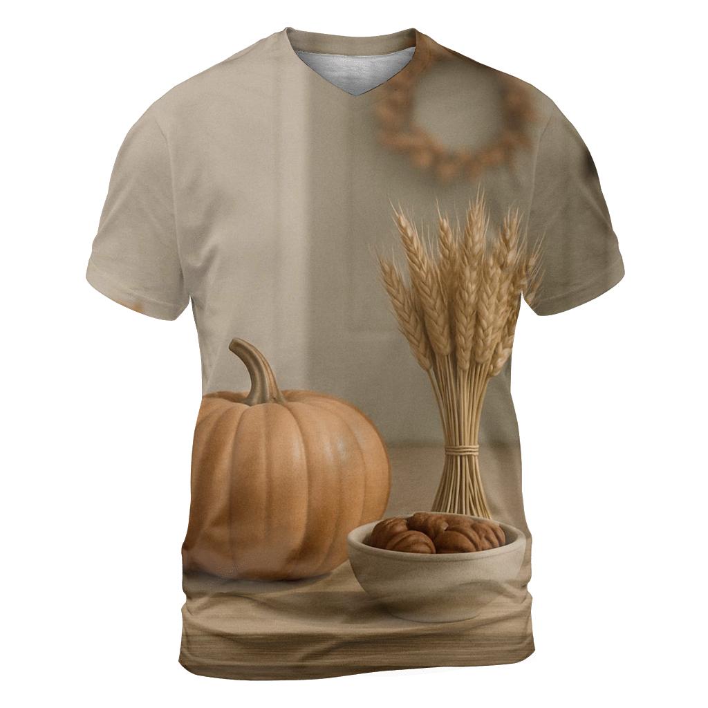Autumn Porch Gratitude Still Life designer pattern shirts