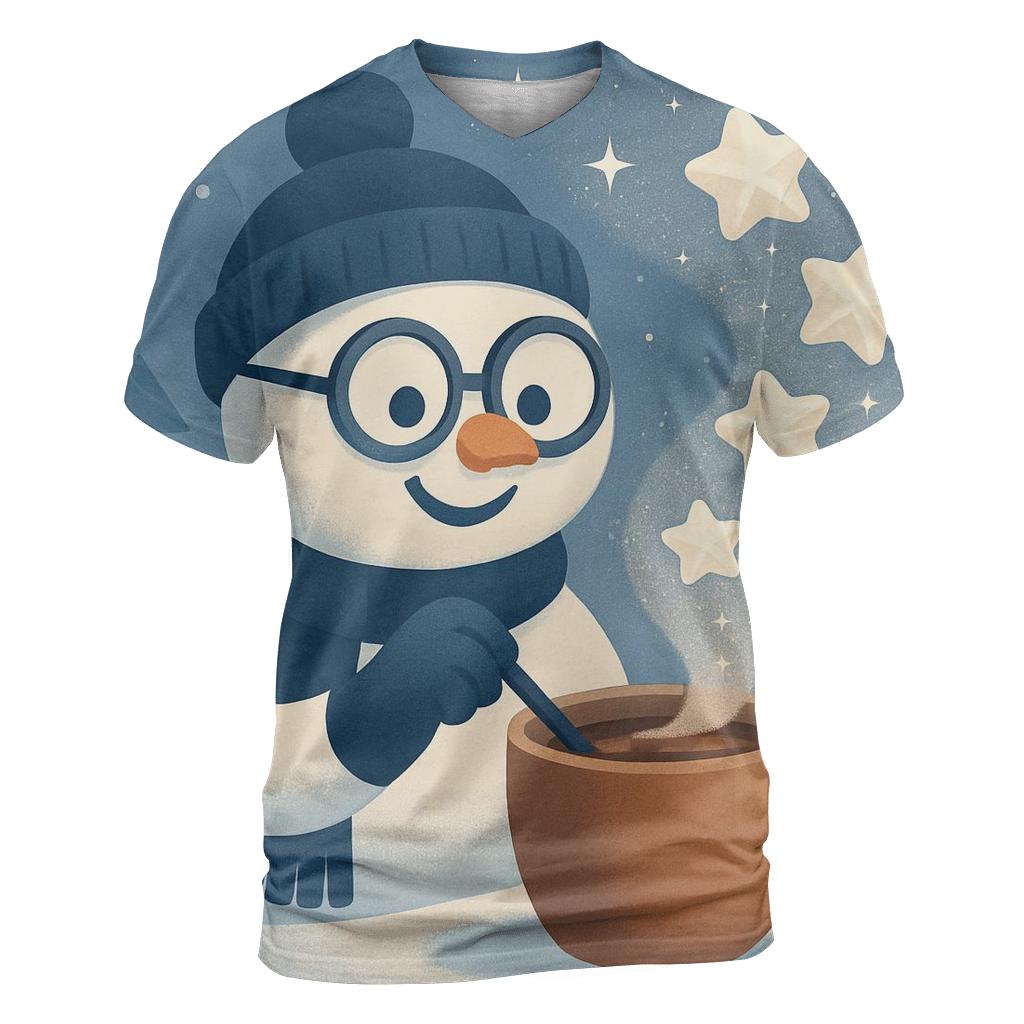 Snowman Scientist Brewing Cocoa Constellations creative print fashion shirts