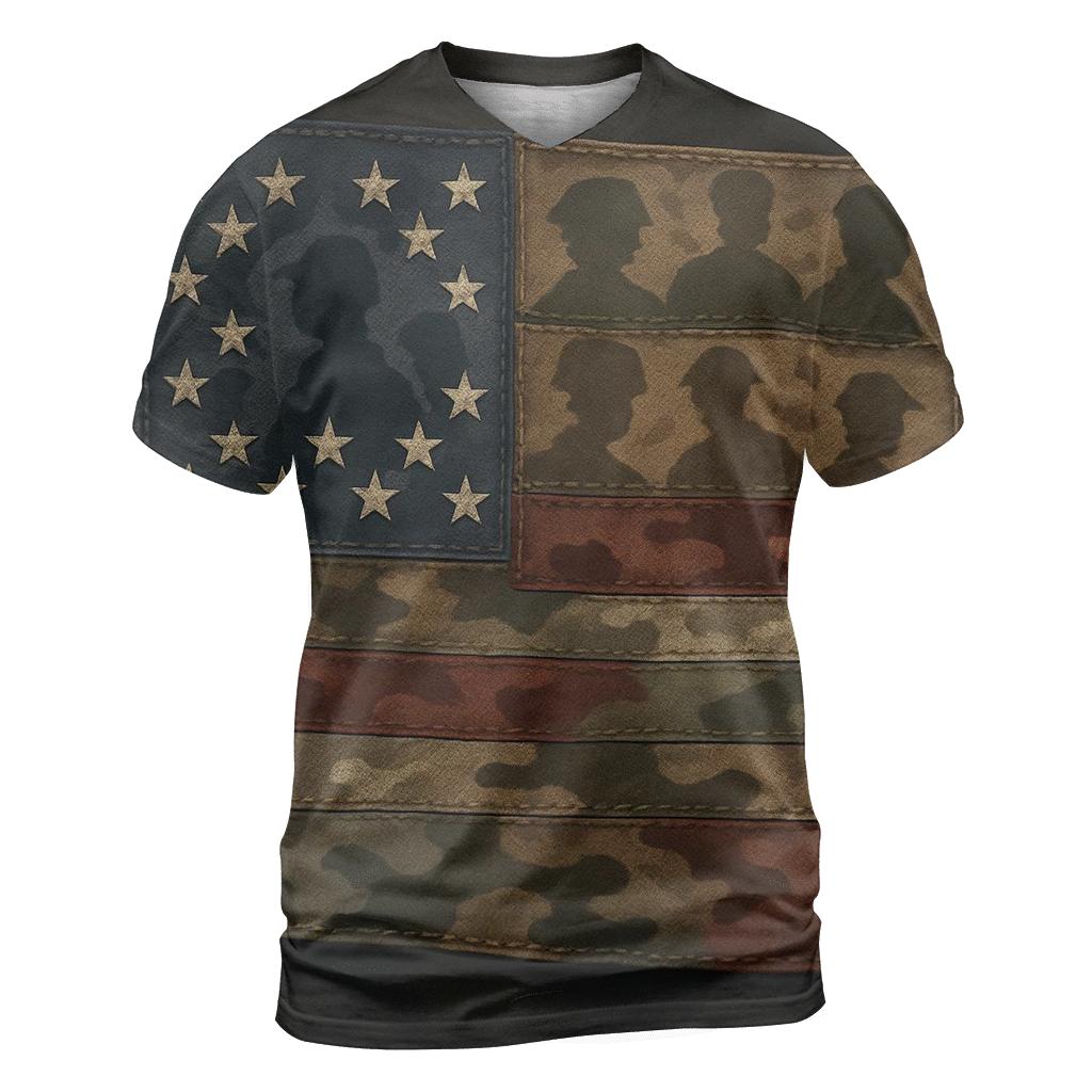 Camouflage Flag Mosaic Of Service vibrant all-over design tees