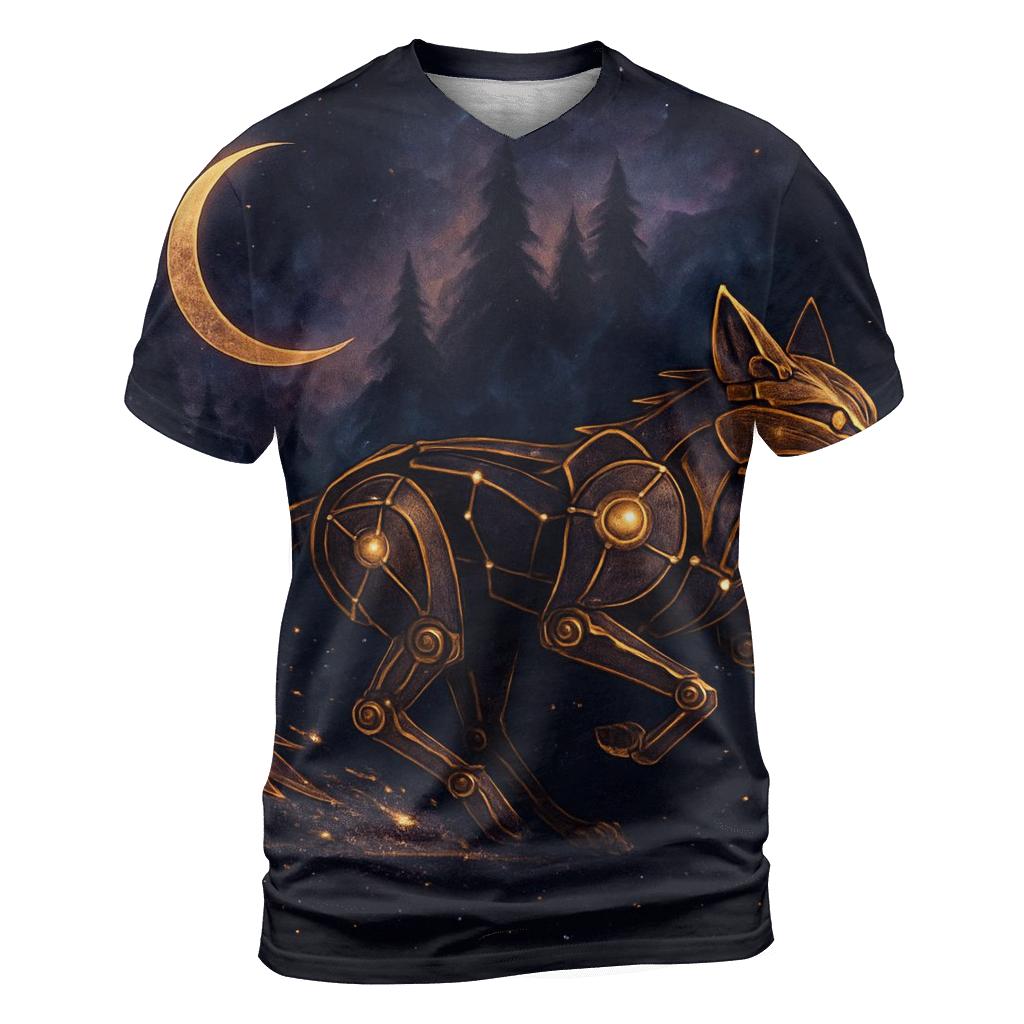 Clockwork Constellation Fox vibrant all-over design tees