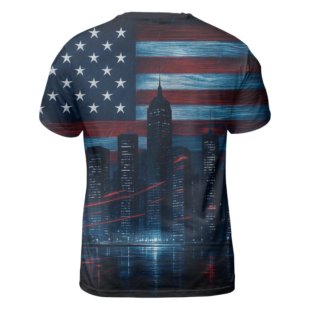 Midnight Skyline Flag Fusion creative print fashion shirts