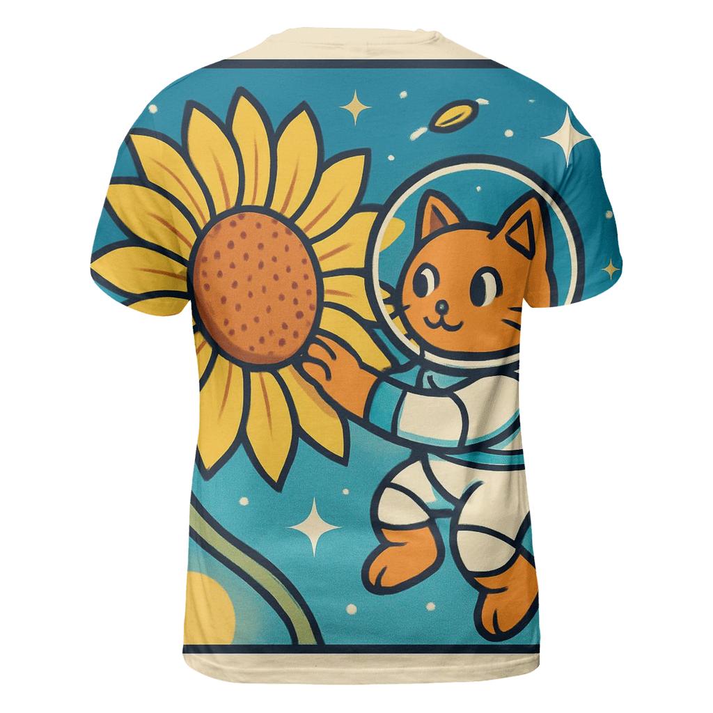 Sunflower Astronaut Cat creative print fashion shirts