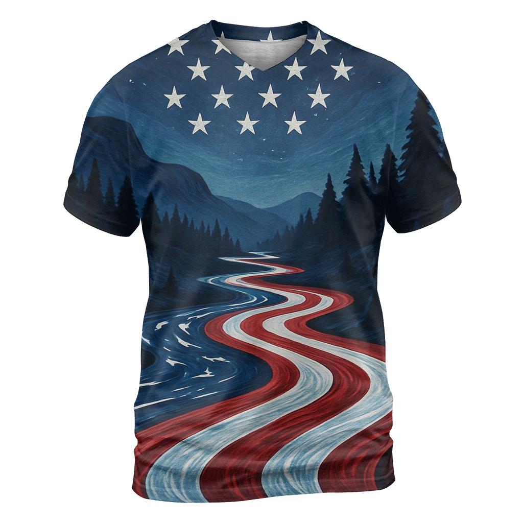 River Of Stripes Through Pine Valley creative print fashion shirts