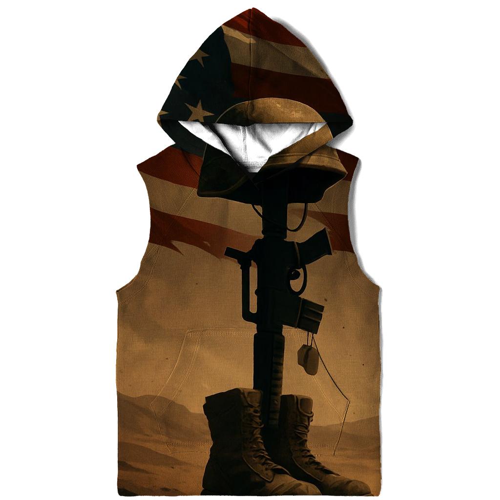 Desert Memorial Under A Quiet Flag Sky zip-up hoodies