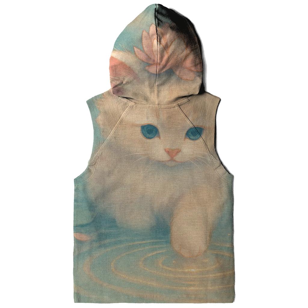 Whispering Lotus Pond Kitten embroidered hoodies