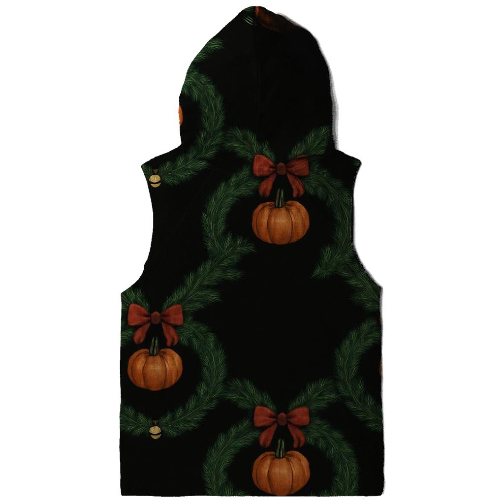 Wreath Pumpkin Chain Link On Black Background heavyweight hoodies