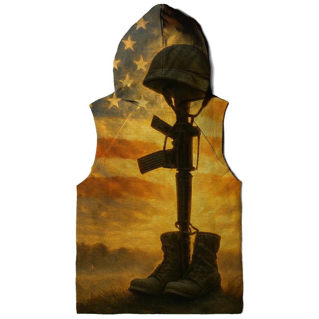 Field Cross At Sunrise With Flag Halo zip-up hoodies
