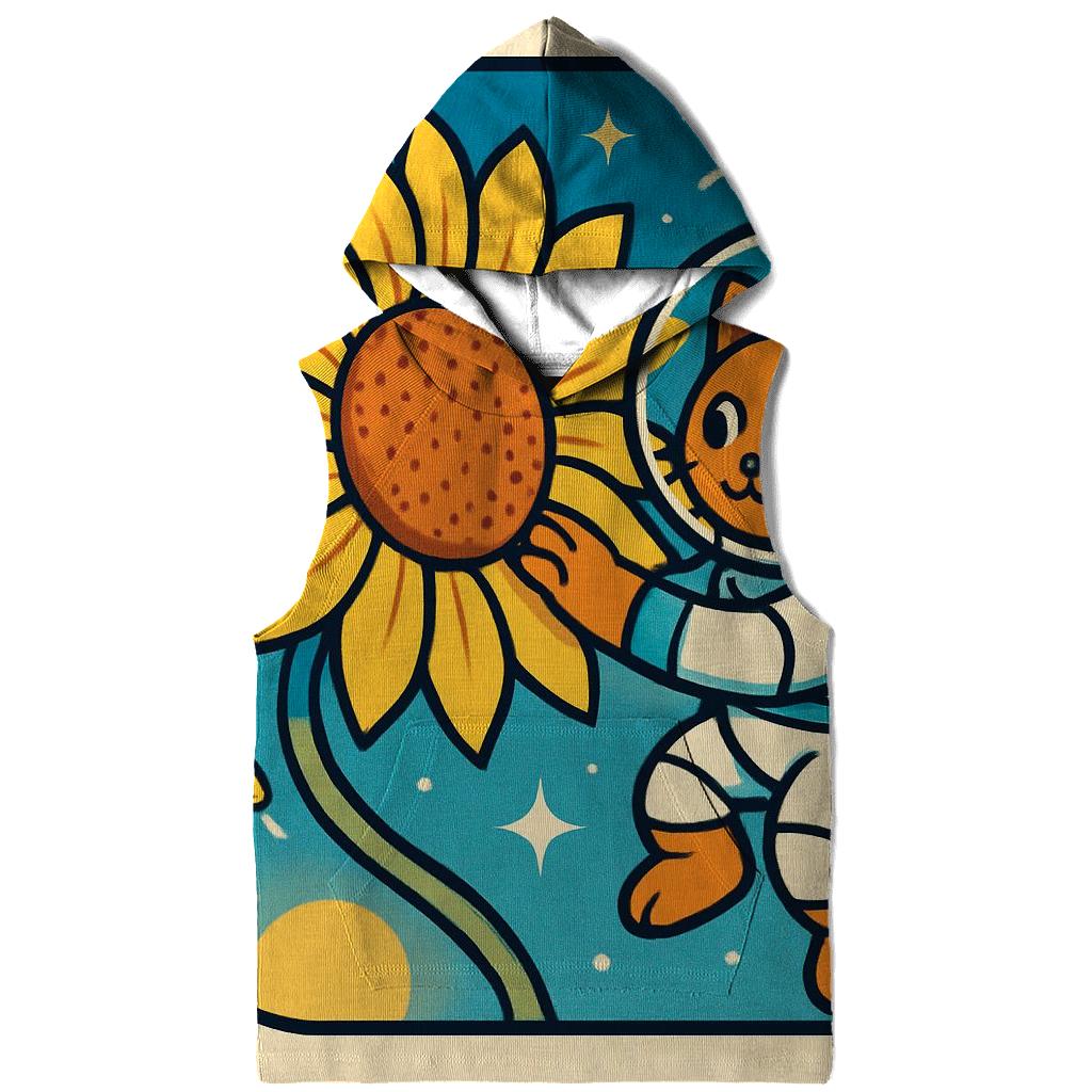 Sunflower Astronaut Cat printed hoodies