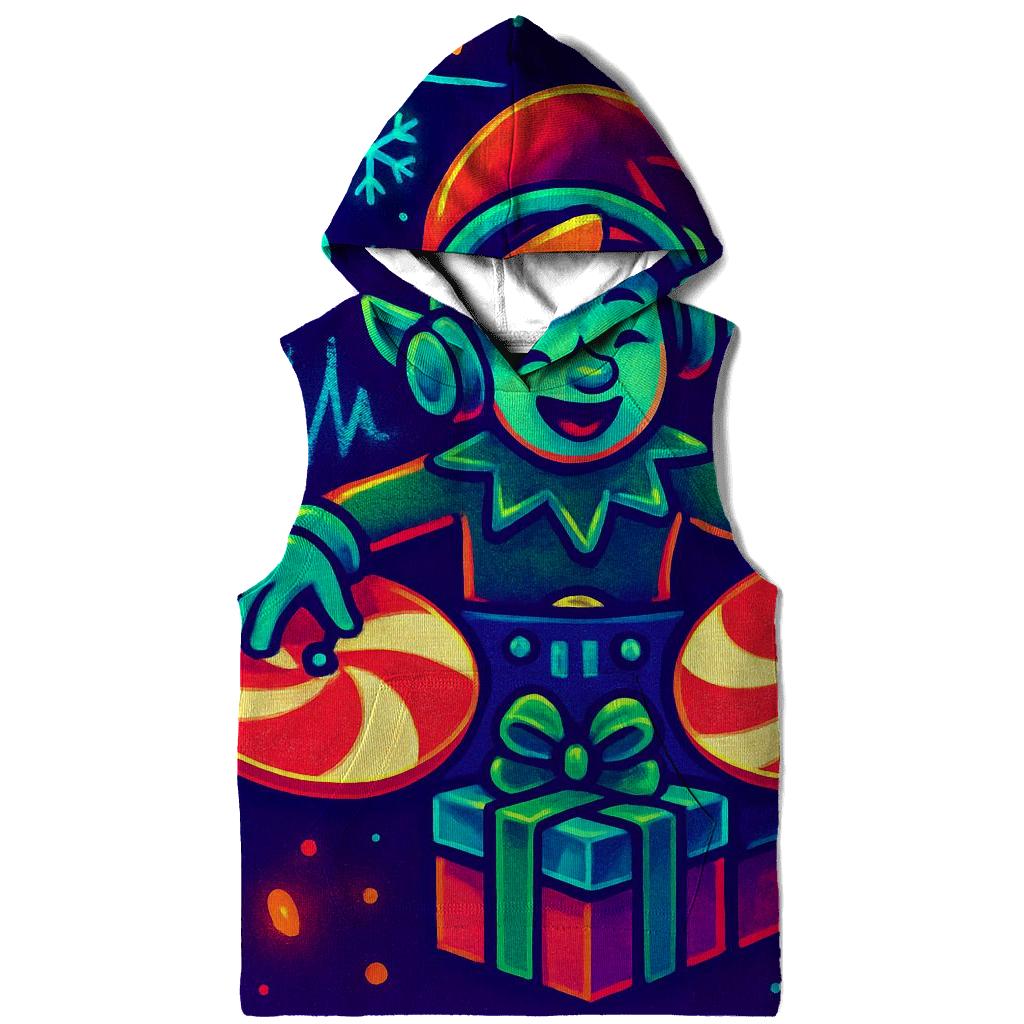 Elf DJ Spinning Vinyl Peppermints graphic hoodies