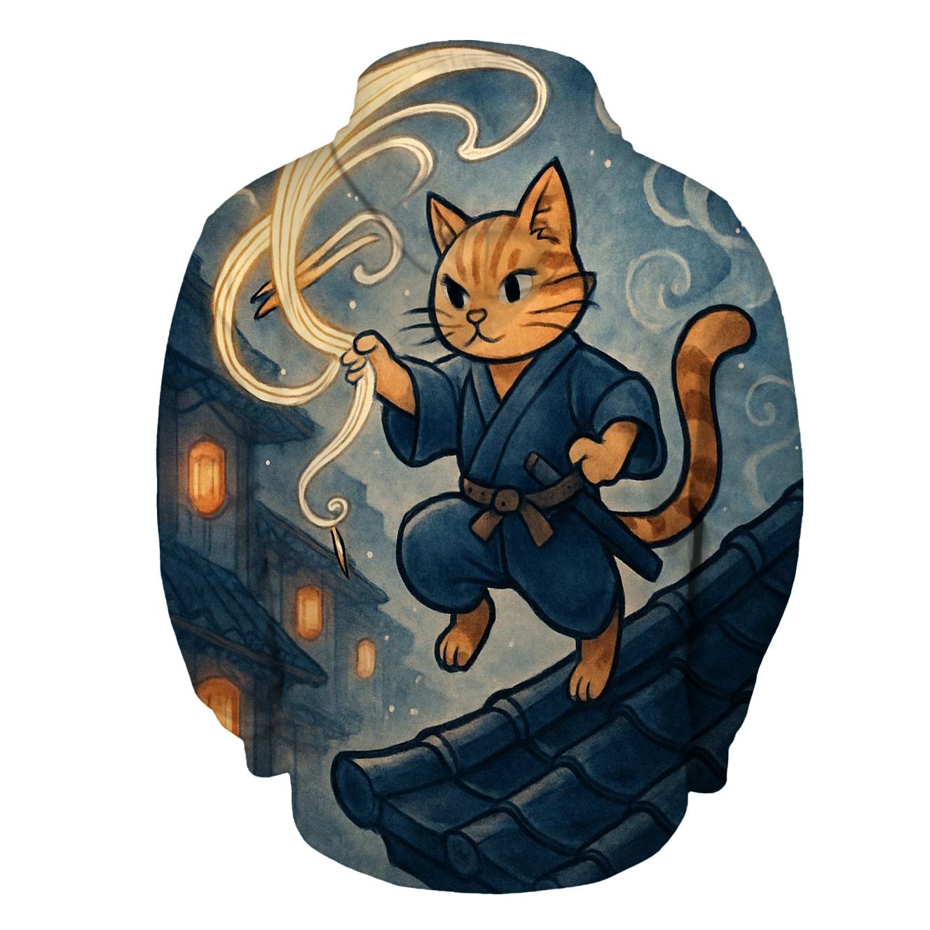 Moonlit Ramen Ronin Cat graphic hoodies