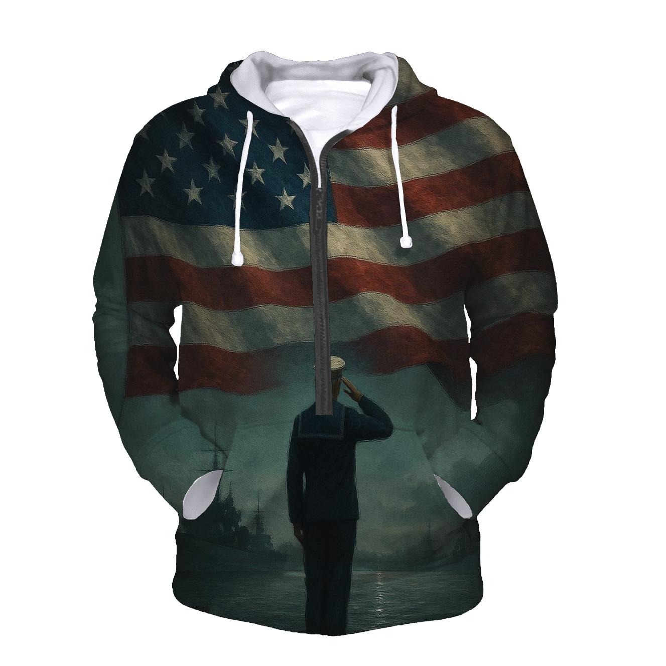 Harbor Watch Flag And Steel Horizon printed hoodies