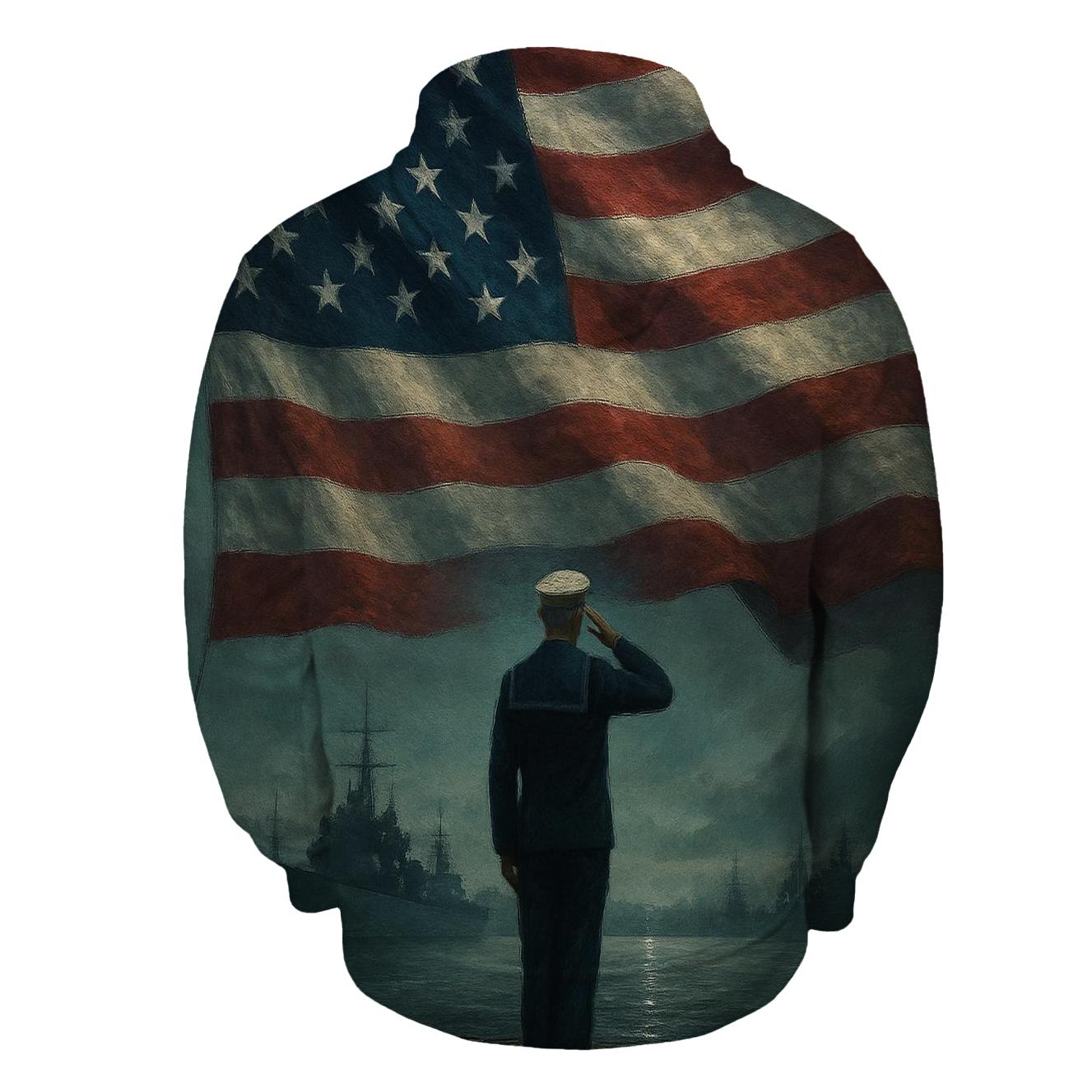 Harbor Watch Flag And Steel Horizon printed hoodies