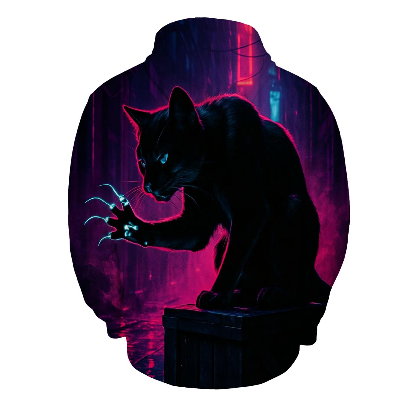 Neon Alley Circuit Cat custom hoodies